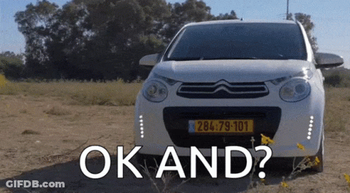 White Car With License Plate 284-79-101 GIF