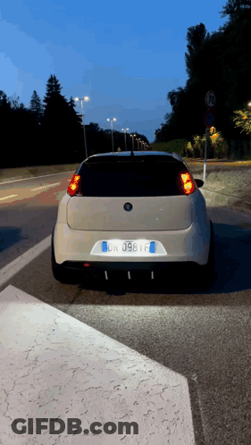 White Car With License Plate DK 098 F GIF