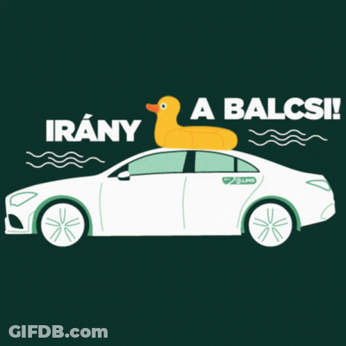 White Car With Yellow Rubber Duck GIF