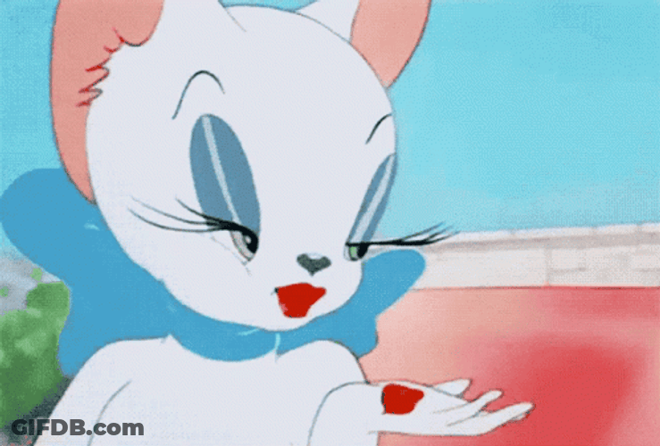 White Cartoon Cat Blowing Kisses GIF