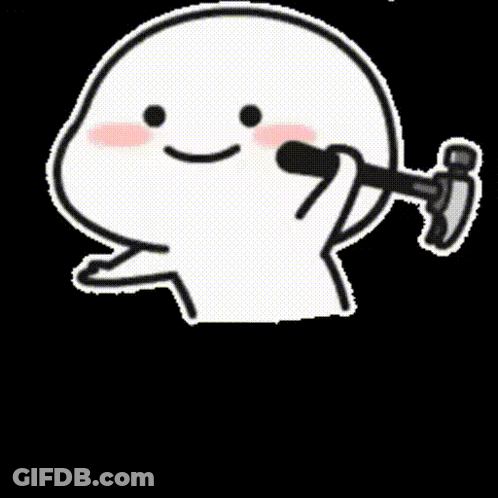 White Cartoon Character Holding Hammer GIF