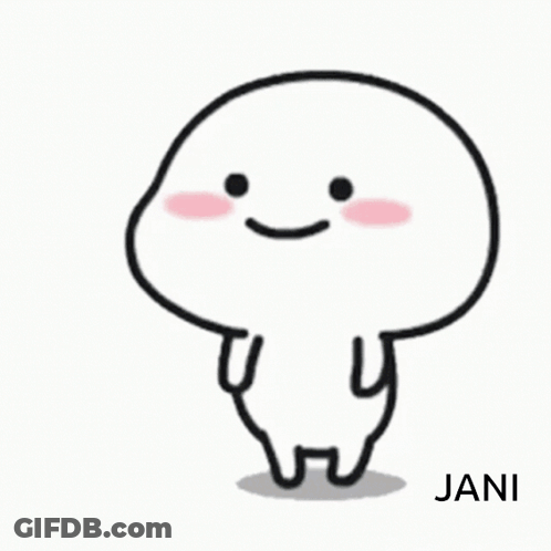White Cartoon Character With Pink Cheek Smiling GIF