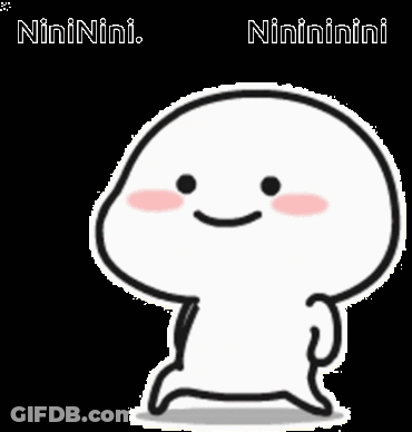 White Cartoon Character With Pink Cheek GIF