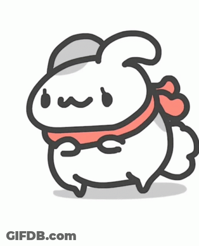 White Cartoon Rabbit With Scarf GIF