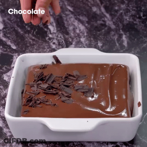 White Casserole Dish With Chocolate Covered Food GIF