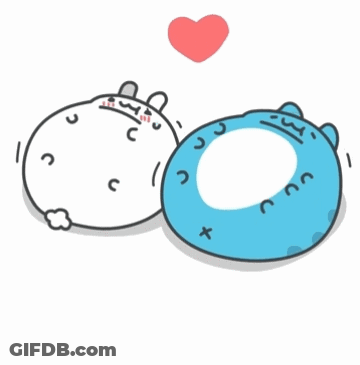 White Cat And Blue Cat With Red Heart Above GIF