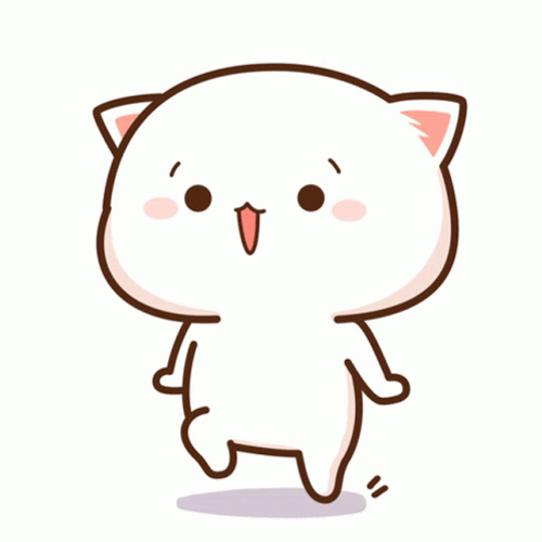 White Cat Animated Happy Dance GIF