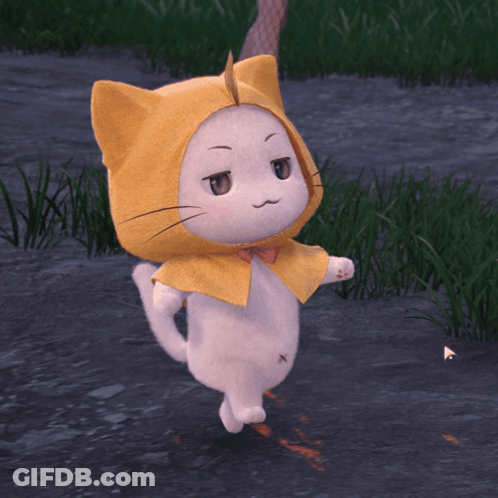 White Cat In Yellow Hooded Scarf GIF