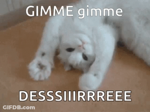 White Cat Laying On Back Gimme Gimme Dessiiirrree GIF
