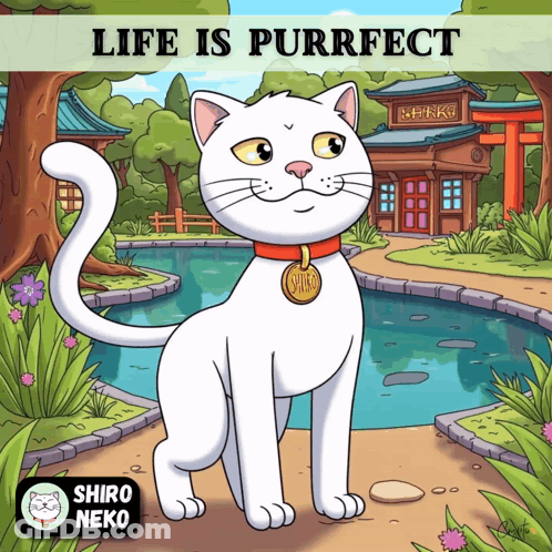 White Cat Life Is Purrfect GIF