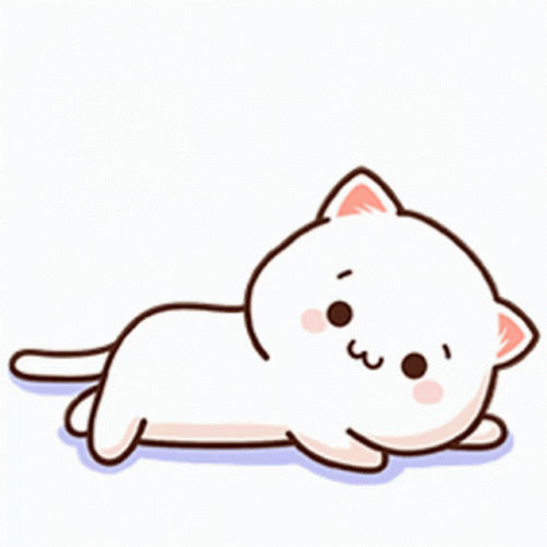 White Cat Peach Cute Laying GIF