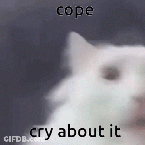 White Cat Saying Cope Cry About It GIF