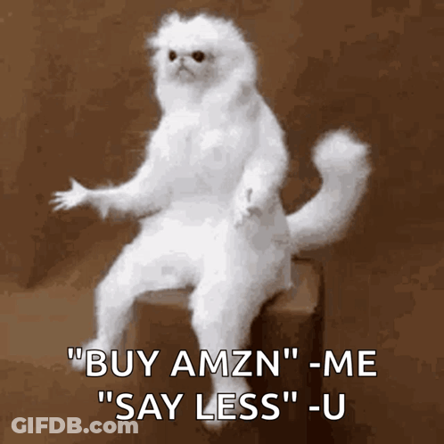 White Cat Says Buy Amzn Me Say Less - U GIF