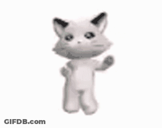 White Cat Stuffed Animal Standing GIF