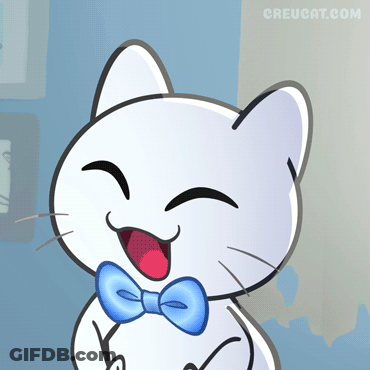 White Cat With Blue Bow Tie GIF