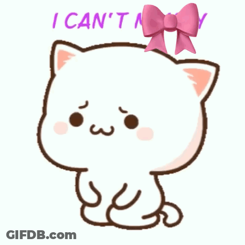 White Cat With Pink Bow And I Can't GIF