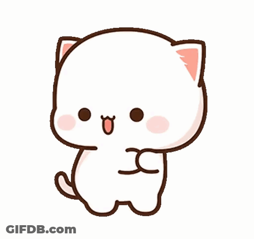 White Cat With Pink Ear Standing On Hind Legs GIF