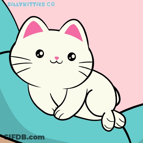 White Cat With Pink Ears Sillykitties.co GIF
