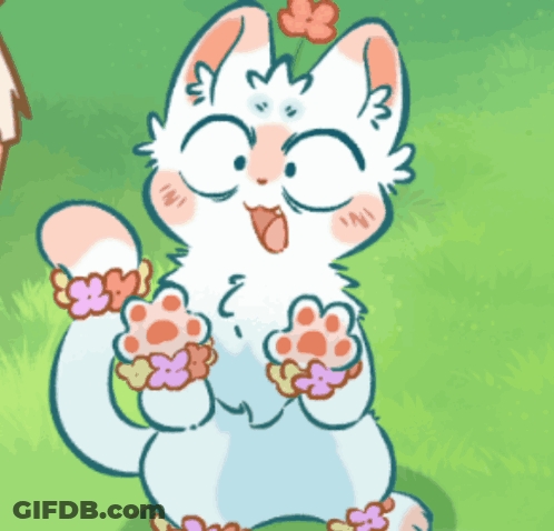 White Cat With Pink Paws GIF