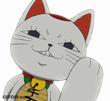 White Cat With Red Ears And Chinese Character Collar GIF