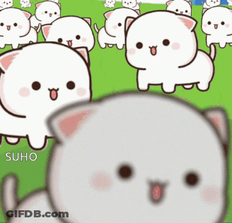 White Cats On Green Field One Smiling GIF