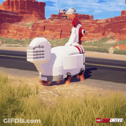 White Chicken Lego Exploded GIF