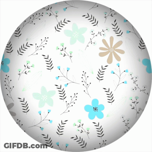 White Circle With Flowers And Leaves GIF