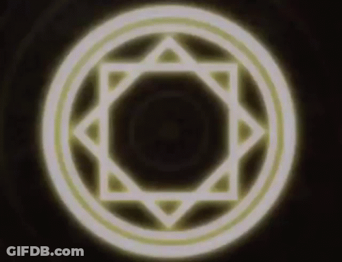 White Circle With Glowing Star On Black Background GIF