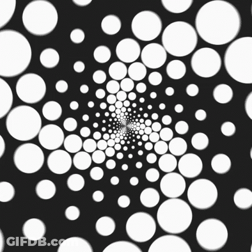 White Circles On A Black Background That Looks Like A Spiral GIF