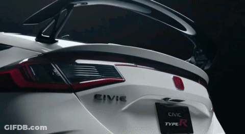 White Civic Type R Back With Spoiler Up GIF