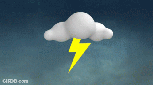 White Cloud With Yellow Lightning Bolt GIF
