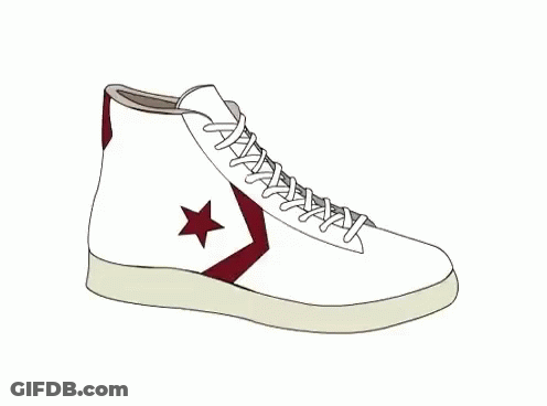 White Converse Shoe With Red Star GIF