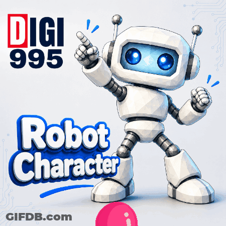 White Digi 995 Robot GIF