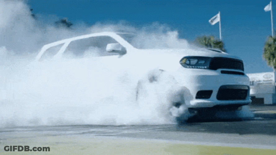 White Dodge Smoking GIF