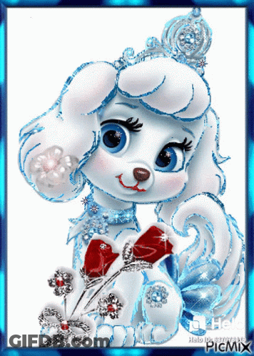 White Dog With Blue Eyes And Tiara GIF
