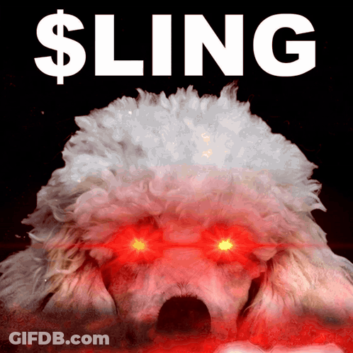 White Dog With Red Eyes Sling GIF