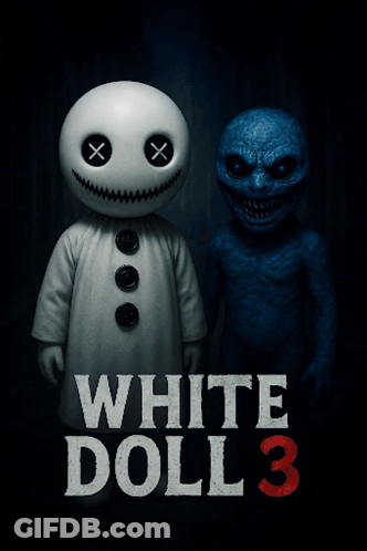 White Doll 3 Movie Poster Snowman And Blue Monster GIF