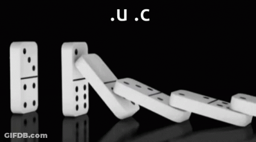 White Dominoes On A Black Background With The Letters U.c. Visible GIF