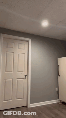 White Door Gray Wall White Refrigerator GIF