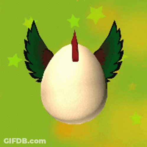 White Egg With Brown Wings On Yellow Background GIF