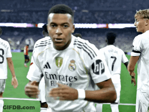 White Emirates Jersey Soccer Player Running GIF