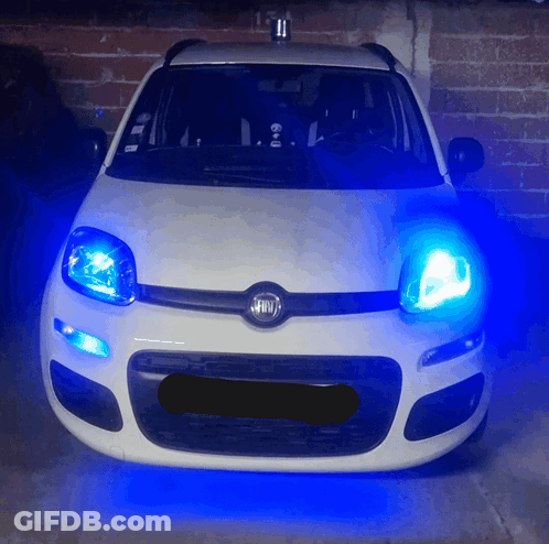 White Fiat Car With Blue Lights GIF
