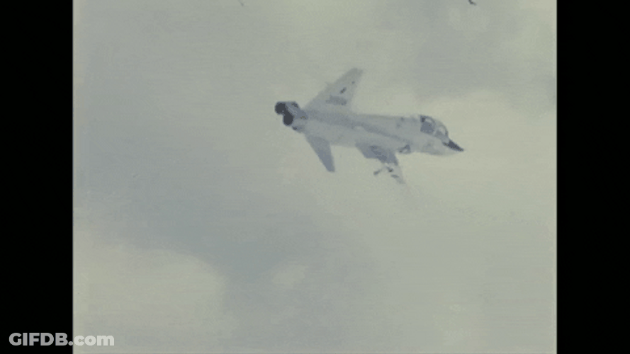 White Fighter Jet Falls Down GIF