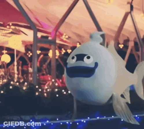 White Fish With Blue Mouth GIF