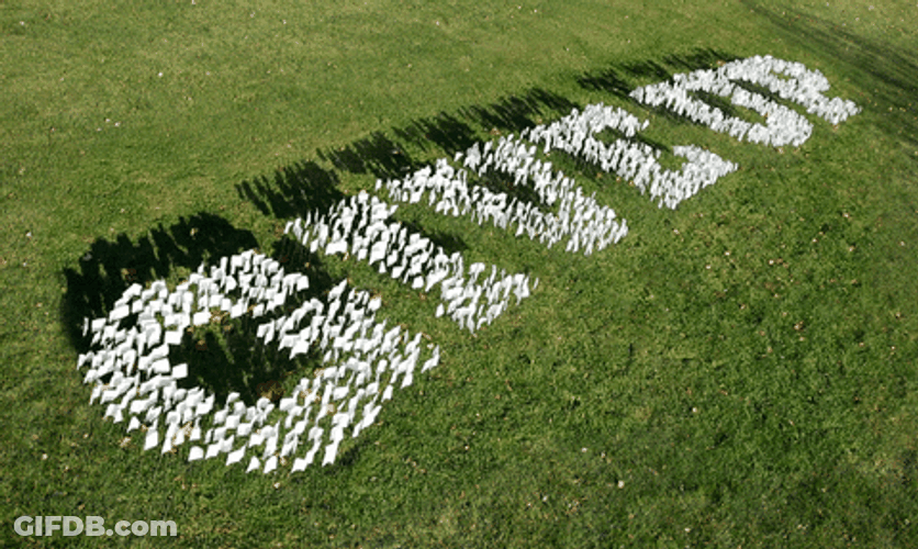 White Flags Formed A Word Give Up GIF