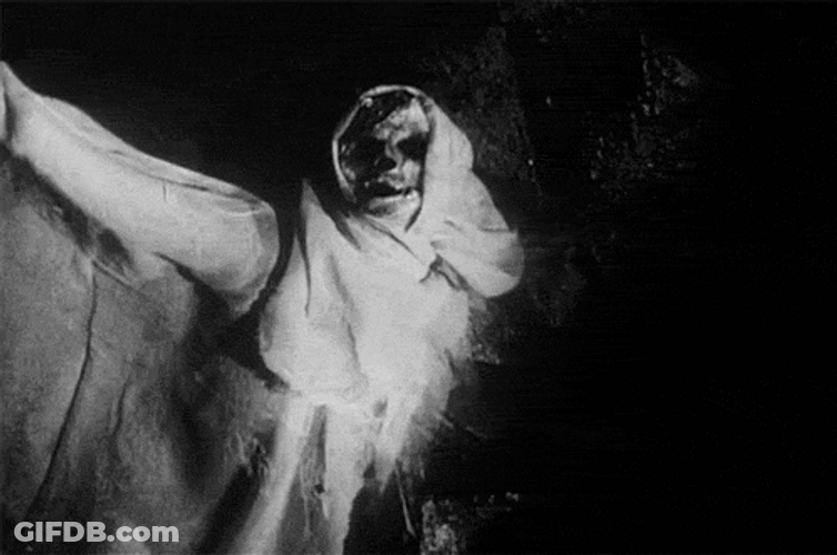 White Flying Skeleton Scary Face GIF