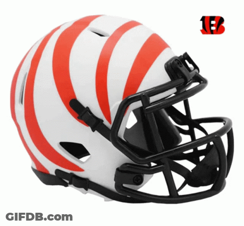 White Football Helmet With Red Stripes And Letter B GIF