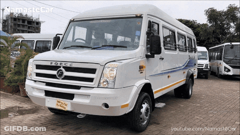 White Force Van Parked On Brick Road GIF