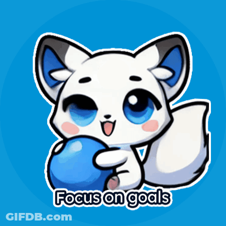 White Fox Holding Blue Ball Focus On Goals GIF