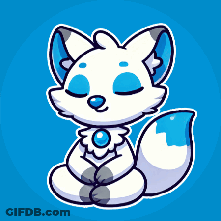 White Fox With Blue Eyes And Blue Tail GIF